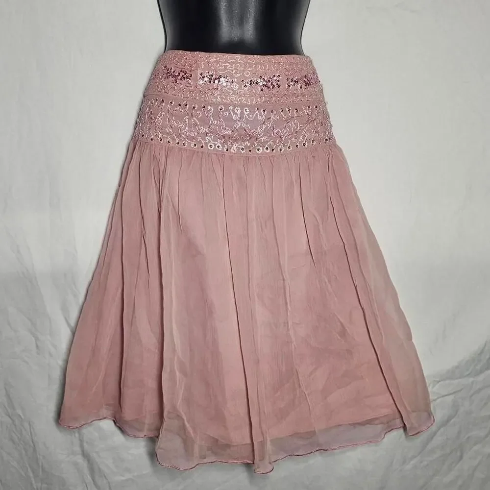 vintage y2k forever 21 pink fairy coquette whimsical beaded skirt - Picture 1 of 5